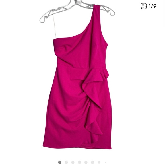 Hello Molly Backstage Passes Dress Hot Pink Womens S 4 Ruched Ruffle - Picture 9 of 12